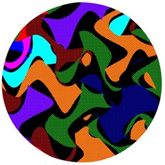 Trippy Paint Splash, Asymmetric Dotted Camo In Saturated Colors Wooden Bottle Opener (round) by Casemiro