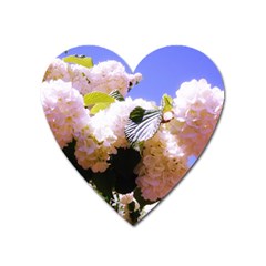 Pink Snowball Branch Heart Magnet