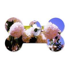 Pink Snowball Branch Dog Tag Bone (Two Sides)