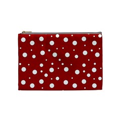 Mushroom Pattern, Red And White Dots, Circles Theme Cosmetic Bag (medium) by Casemiro