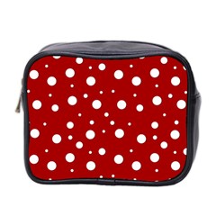 Mushroom Pattern, Red And White Dots, Circles Theme Mini Toiletries Bag (two Sides) by Casemiro