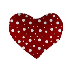Mushroom Pattern, Red And White Dots, Circles Theme Standard 16  Premium Flano Heart Shape Cushions by Casemiro