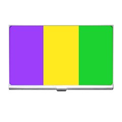 Carnival Mardi Gras Purple Yellow Green Stripes Business Card Holder by yoursparklingshop