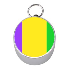 Carnival Mardi Gras Purple Yellow Green Stripes Mini Silver Compasses by yoursparklingshop