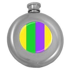 New Orleans Carnival Colors Mardi Gras Round Hip Flask (5 Oz)