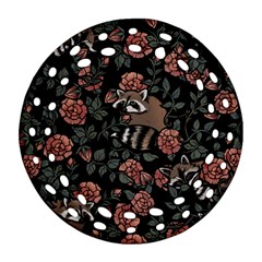 Raccoon Floral Round Filigree Ornament (two Sides)