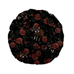 Raccoon Floral Standard 15  Premium Flano Round Cushions by BubbSnugg