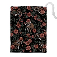 Raccoon Floral Drawstring Pouch (5xl) by BubbSnugg