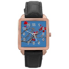 Santa Rita Flower Photo001 Rose Gold Leather Watch 