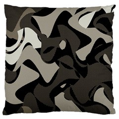 Trippy Sepia Paint Splash, Brown, Army Style Camo, Dotted Abstract Pattern Large Flano Cushion Case (two Sides) by Casemiro