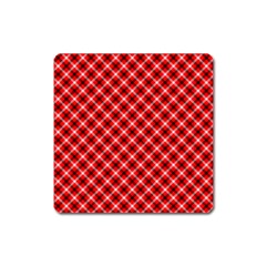 Three Color Tartan, Red Grey, Black Buffalo Plaid Theme Square Magnet by Casemiro