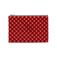 Three Color Tartan, Red Grey, Black Buffalo Plaid Theme Cosmetic Bag (medium)