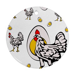 Roseanne Chicken, Retro Chickens Ornament (round) by EvgeniaEsenina