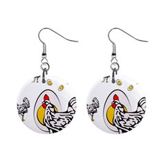 Roseanne Chicken, Retro Chickens Mini Button Earrings by EvgeniaEsenina