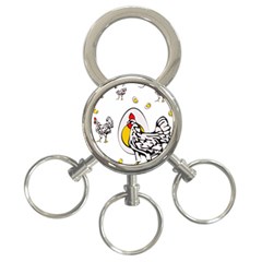 Roseanne Chicken, Retro Chickens 3-ring Key Chain by EvgeniaEsenina