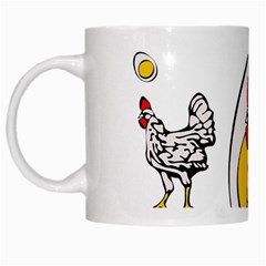 Roseanne Chicken, Retro Chickens White Mugs by EvgeniaEsenina