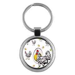 Roseanne Chicken, Retro Chickens Key Chain (round) by EvgeniaEsenina