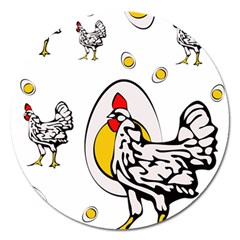 Roseanne Chicken, Retro Chickens Magnet 5  (round) by EvgeniaEsenina