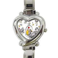 Roseanne Chicken, Retro Chickens Heart Italian Charm Watch