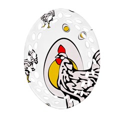 Roseanne Chicken, Retro Chickens Oval Filigree Ornament (two Sides) by EvgeniaEsenina