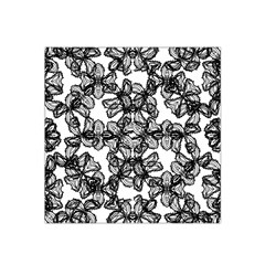 Stylized Botanical Motif Black And White Print Satin Bandana Scarf by dflcprintsclothing