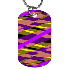 Abstract Geometric Blocks, Yellow, Orange, Purple Triangles, Modern Design Dog Tag (two Sides) by Casemiro