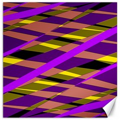 Abstract Geometric Blocks, Yellow, Orange, Purple Triangles, Modern Design Canvas 20  X 20  by Casemiro