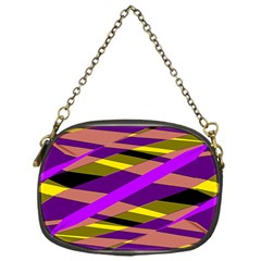 Abstract Geometric Blocks, Yellow, Orange, Purple Triangles, Modern Design Chain Purse (one Side) by Casemiro