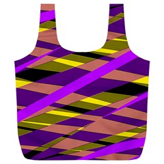 Abstract Geometric Blocks, Yellow, Orange, Purple Triangles, Modern Design Full Print Recycle Bag (xl) by Casemiro