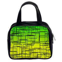 Geometrical Lines Pattern, Asymmetric Blocks Theme, Line Art Classic Handbag (two Sides) by Casemiro