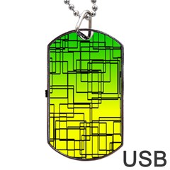 Geometrical Lines Pattern, Asymmetric Blocks Theme, Line Art Dog Tag Usb Flash (two Sides) by Casemiro