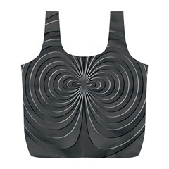 Abstract Metallic Spirals, Silver Color, Dark Grey, Graphite Colour Full Print Recycle Bag (l)