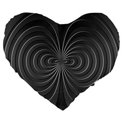 Abstract Metallic Spirals, Silver Color, Dark Grey, Graphite Colour Large 19  Premium Flano Heart Shape Cushions by Casemiro