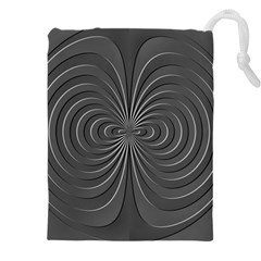 Abstract Metallic Spirals, Silver Color, Dark Grey, Graphite Colour Drawstring Pouch (5xl) by Casemiro