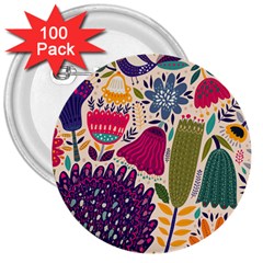 Spring Pattern 3  Buttons (100 Pack) 