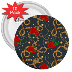 Golden Chain Pattern Rose Flower 2 3  Buttons (10 pack) 