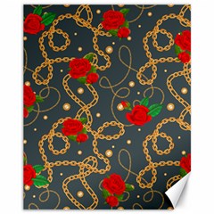 Golden Chain Pattern Rose Flower 2 Canvas 11  x 14 