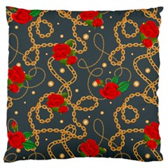Golden Chain Pattern Rose Flower 2 Large Cushion Case (one Side) by designsbymallika
