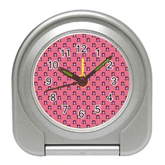 60s Ombre Hair Girl Pink Travel Alarm Clock by snowwhitegirl