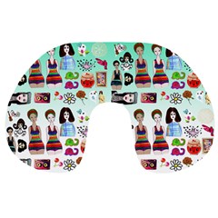 Kawaii Collage Green Ombre Travel Neck Pillow by snowwhitegirl