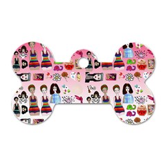 Kawaii Collage Pink Ombre Dog Tag Bone (one Side)