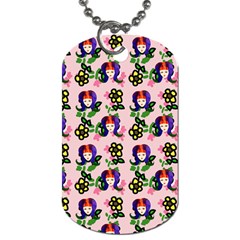 60s Girl Pink Floral Daisy Dog Tag (one Side)