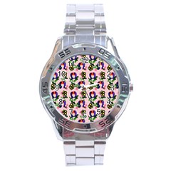 60s Girl Pink Floral Daisy Stainless Steel Analogue Watch by snowwhitegirl