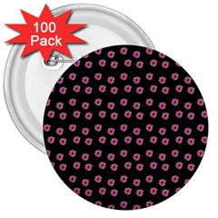 Peach Purple Daisy Flower Black 3  Buttons (100 Pack)  by snowwhitegirl