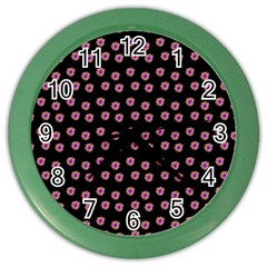 Peach Purple Daisy Flower Black Color Wall Clock