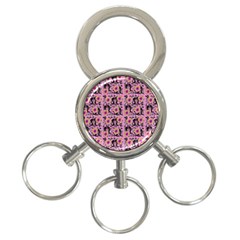 60s Girl Floral Pink 3-ring Key Chain