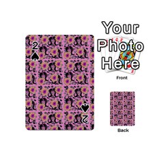 60s Girl Floral Pink Playing Cards 54 Designs (mini) by snowwhitegirl