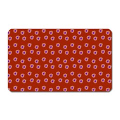 Peach Purple Daisy Flower Red Magnet (rectangular)