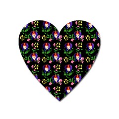 60s Girl Floral Daisy Black Heart Magnet