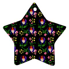 60s Girl Floral Daisy Black Star Ornament (two Sides) by snowwhitegirl